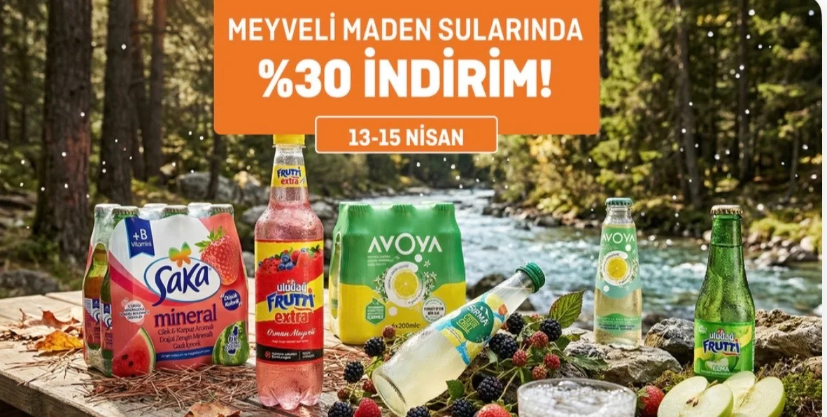 Migros meyveli maden sular %30 indirim 13-15 nisan