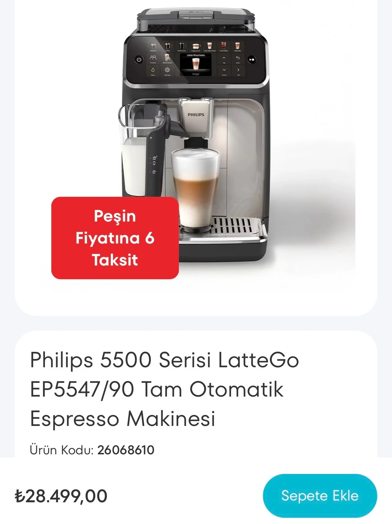 Philips 5500 Serisi LatteGo EP5547/90 Tam Otomatik